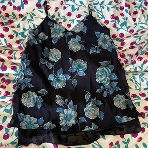 NWT Vintage Casique blue floral mini slip dress